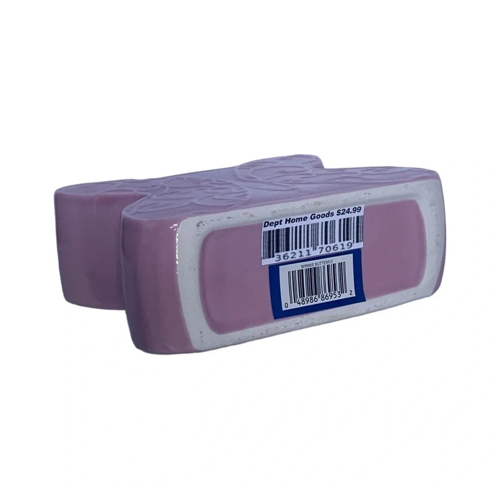 Matt & Maddie Butterfly Soap Lotion Dispenser Embossed 3D Floral Ceramic Pink